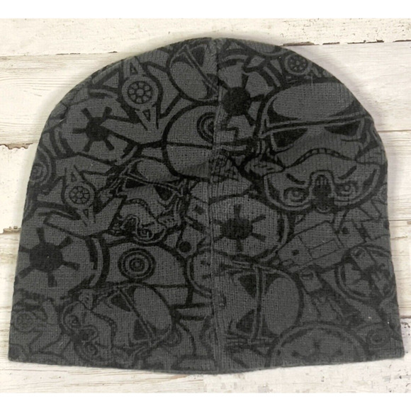 Star Wars Stormtrooper Beanie Winter Hat One Size Tone on Tone Print - Picture 2 of 4